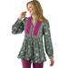 Plus Size Women's Button-Front Mixed Print Tunic by Woman Within in Pine Garden Floral (Size M)