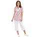 Plus Size Women's 2-Piece Tunic and Capri Set by Woman Within in White Multi Watercolor Floral (Size 6X)