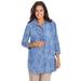 Plus Size Women's Cuffed Sleeve Peachskin Button Down Shirt by Woman Within in French Blue Paisley (Size L)