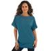 Plus Size Women's Ladder Stitch Tee by Roaman's in Deep Teal (Size 6X) Shirt