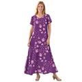 Plus Size Women's Short-Sleeve Crinkle Dress by Woman Within in Plum Purple Patch Floral (Size 5X)