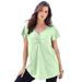 Plus Size Women's Flutter-Sleeve Sweetheart Ultimate Tee by Roaman's in Green Mint (Size 26/28) Long T-Shirt Top