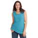 Plus Size Women's Perfect Scoopneck Tank by Woman Within in Pretty Turquoise (Size M) Top