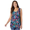 Plus Size Women's High-Low Tank by Woman Within in Black Multi Tropicana (Size 3X) Top