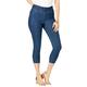 Plus Size Women's Comfort Waist Stretch Denim Capris by Jessica London in Medium Stonewash (Size 14) Pull On Jeans Stretch Denim Jeggings
