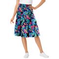 Plus Size Women's Jersey Knit Tiered Skirt by Woman Within in Black Multi Tropicana (Size 12)