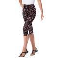 Plus Size Women's Stretch Cotton Printed Capri Legging by Woman Within in Black Tossed Hearts (Size 1X)
