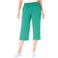 Plus Size Women's Elastic-Waist Knit Capri Pant by Woman Within in Pretty Jade (Size L)