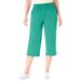 Plus Size Women's Elastic-Waist Knit Capri Pant by Woman Within in Pretty Jade (Size L)
