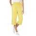 Plus Size Women's Elastic-Waist Knit Capri Pant by Woman Within in Primrose Yellow (Size 1X)