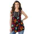 Plus Size Women's Angel Chiffon Blouse by Roaman's in Black Wildflower Print (Size 42 W) Top