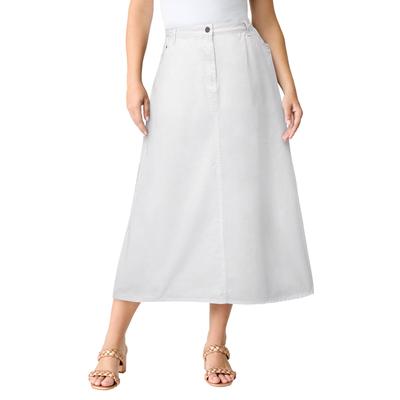 Plus Size Women's Easy-Wear A-Line Skirt by Roaman's in White Denim (Size 16 W)