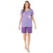 Plus Size Women's 2-Piece Knit Tee and Short Set by Woman Within in Soft Iris Cats (Size 12) Sweatsuit