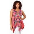 Plus Size Women's Handkerchief-Hem Tunic Tank by Roaman's in Sunset Coral Floral Print (Size 30/32) Long Shirt