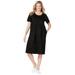 Plus Size Women's Perfect Short-Sleeve Crewneck Tee Dress by Woman Within in Black Polka Dot (Size 2X)