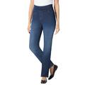 Plus Size Women's Flex-Fit Pull-On Straight-Leg Jean by Woman Within in Indigo Sanded (Size 34 T) Jeans
