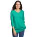 Plus Size Women's Perfect Three-Quarter Sleeve V-Neck Tee by Woman Within in Pretty Jade (Size M) Shirt