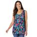 Plus Size Women's High-Low Tank by Woman Within in Black Multi Tropicana (Size 5X) Top
