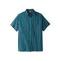 Men's Big & Tall Striped Short-Sleeve Sport Shirt by KingSize in Dark Teal Stripe (Size 8XL)