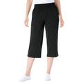 Plus Size Women's Elastic-Waist Knit Capri Pant by Woman Within in Black (Size 5X)