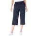 Plus Size Women's Elastic-Waist Knit Capri Pant by Woman Within in Navy (Size 1X)