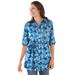 Plus Size Women's Pintucked Tunic Blouse by Woman Within in Navy Texture Tie Dye (Size 1X)