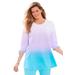 Plus Size Women's French Terry Tie-Sleeve Sweatshirt by Woman Within in Paradise Blue Ombre (Size 22/24)