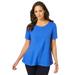 Plus Size Women's Stretch Cotton Trapeze Tee by Jessica London in True Blue (Size 3X)