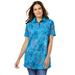 Plus Size Women's Perfect Printed Short-Sleeve Polo Shirt by Woman Within in Pretty Turquoise Paisley (Size 4X)