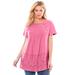 Plus Size Women's Embroidered Eyelet Pintucked Tunic by Woman Within in Bright Rose (Size 4X)