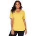 Plus Size Women's Suprema® Crochet V-Neck Tee by Catherines in Canary (Size 5X)