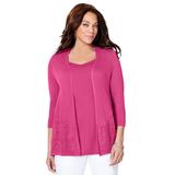 Plus Size Women's Embroidered Lace Cardigan by Catherines in Tango Pink (Size 3XWP)