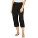 Plus Size Women's Stretch Knit Waist Cargo Capri by Catherines in Black (Size 6X)