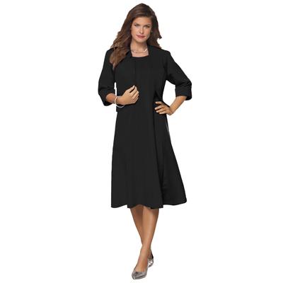 Plus Size Women's Fit And Flare Jacket Suit Dress by Roaman's in Black (Size 36 W)
