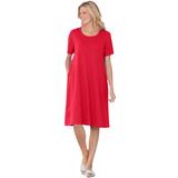Plus Size Women's Perfect Short-Sleeve Crewneck Tee Dress by Woman Within in Vivid Red (Size 6X)