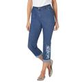 Plus Size Women's Girlfriend Stretch Jean by Woman Within in Medium Stonewash Floral Embroidery (Size 12 W)