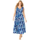 Plus Size Women's Pintucked Sleeveless Dress by Woman Within in Horizon Blue Ditsy Bloom (Size 5X)