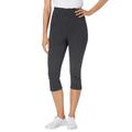 Plus Size Women's Stretch Cotton Printed Capri Legging by Woman Within in Black Dot (Size 1X)