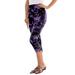 Plus Size Women's Essential Stretch Capri Legging by Roaman's in Vintage Lavender Paint Stroke (Size 42/44) Activewear Workout Yoga Pants