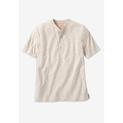 Men's Big & Tall Heavyweight Short-Sleeve Henley Shirt by Boulder Creek in Heather Oatmeal (Size 3XL)