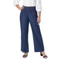 Plus Size Women's Chambray Wide Leg Pant by Jessica London in Indigo (Size 24 W)