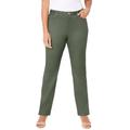 Plus Size Women's Sateen Stretch Pant by Catherines in Olive Green (Size 24 WP)