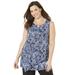 Plus Size Women's Monterey Mesh Tank by Catherines in Dark Sapphire Allover Palms (Size 0XWP)