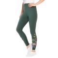 Plus Size Women's Stretch Cotton Embroidered Legging by Woman Within in Pine Floral Embroidery (Size 26/28)