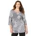 Plus Size Women's Suprema® Feather Together Tee by Catherines in Black Grey Feather (Size 1XWP)