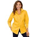 Plus Size Women's Stretch Cotton Poplin Shirt by Jessica London in Sunset Yellow (Size 34 W) Button Down Blouse