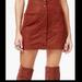 Free People Skirts | Free People Faux Suede Button Down Mini Skirt | Color: Brown | Size: 6