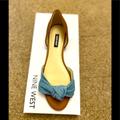 Nine West Shoes | Nine West Blue Multi Fabric Bonnie Bow Front D'orsay Flats | Color: Blue | Size: 7