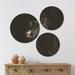 East Urban Home Designart 'Black Horse In Darkness' Animals Wood Wall Art Set Of 3 Circles Wood in Black/Brown | 34 H x 44 W x 1 D in | Wayfair