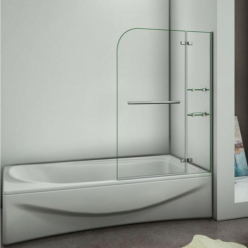 120X140cm Badewannenaufsatz Duschabtrennung Echtglas Duschwand Duschkabine – Transparent